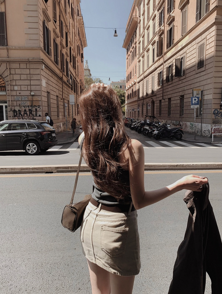 [SLOWAND] Laura Vintage Skirt Pants Belt Set