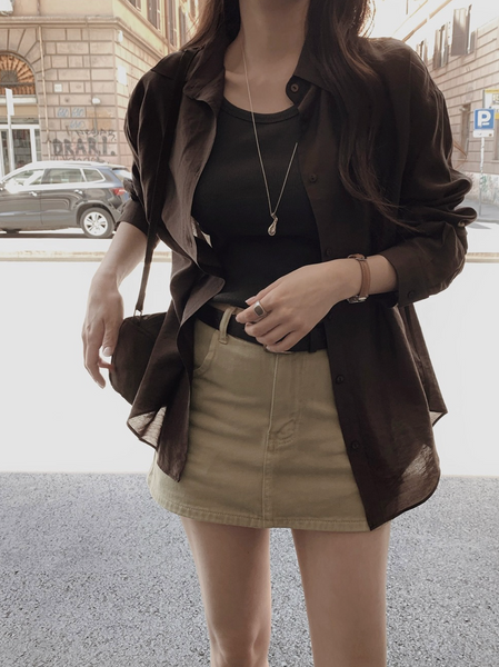 [SLOWAND] Laura Vintage Skirt Pants Belt Set