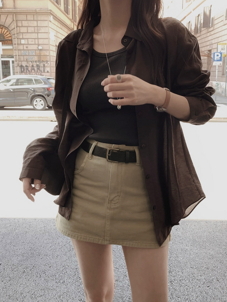 [SLOWAND] Laura Vintage Skirt Pants Belt Set