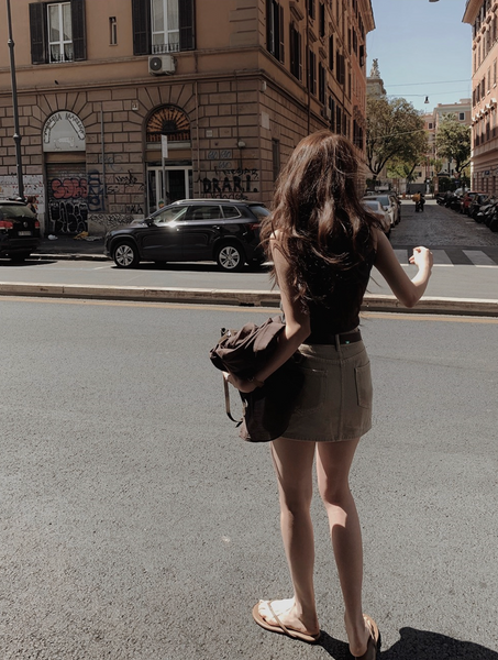 [SLOWAND] Laura Vintage Skirt Pants Belt Set