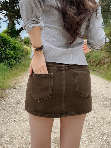 [SLOWAND] Laura Vintage Skirt Pants Belt Set