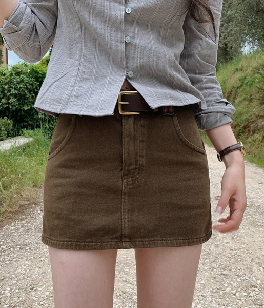 [SLOWAND] Laura Vintage Skirt Pants Belt Set