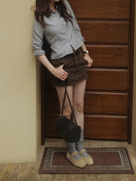 [SLOWAND] Laura Vintage Skirt Pants Belt Set