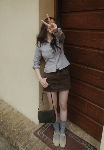 [SLOWAND] Laura Vintage Skirt Pants Belt Set