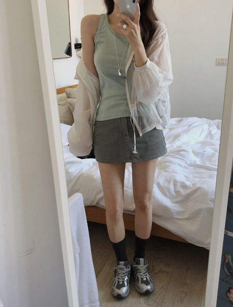 [SLOWAND] Laura Vintage Skirt Pants Belt Set