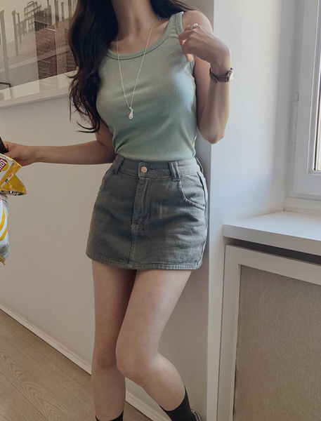 [SLOWAND] Laura Vintage Skirt Pants Belt Set