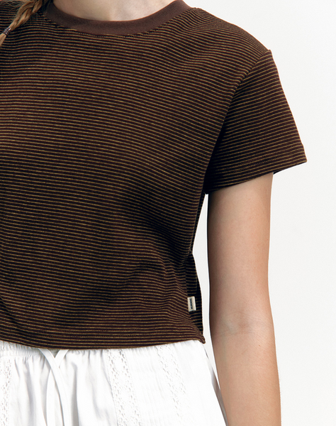 [NOIRNINE] Basic Stripe T-shirts [BROWN]