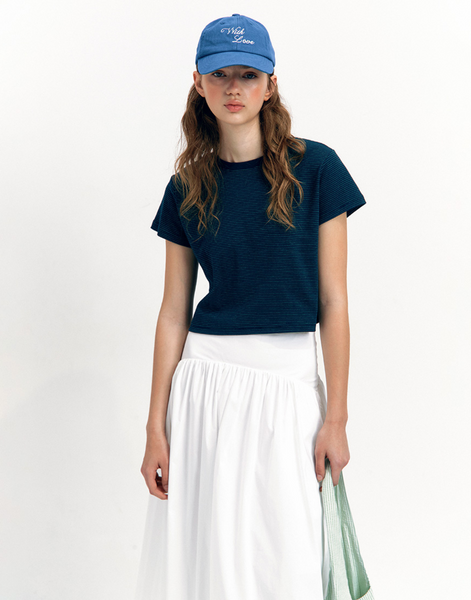 [NOIRNINE] Basic Stripe T-shirts [NAVY]