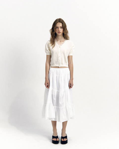 [NOIRNINE] Shirring Frill Skirt [WHITE]
