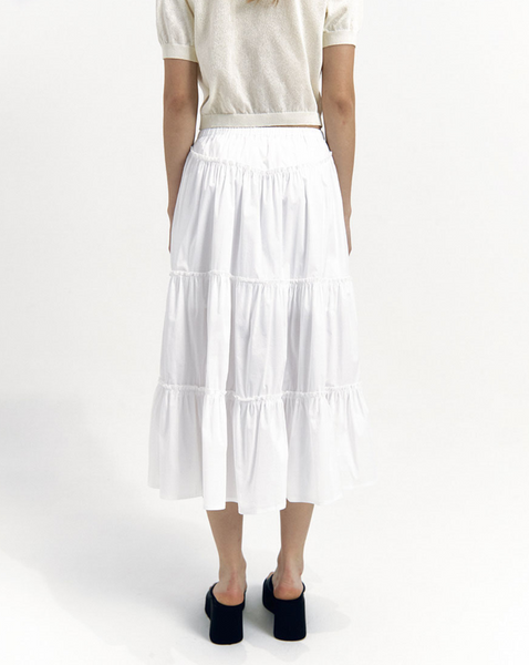 [NOIRNINE] Shirring Frill Skirt [WHITE]