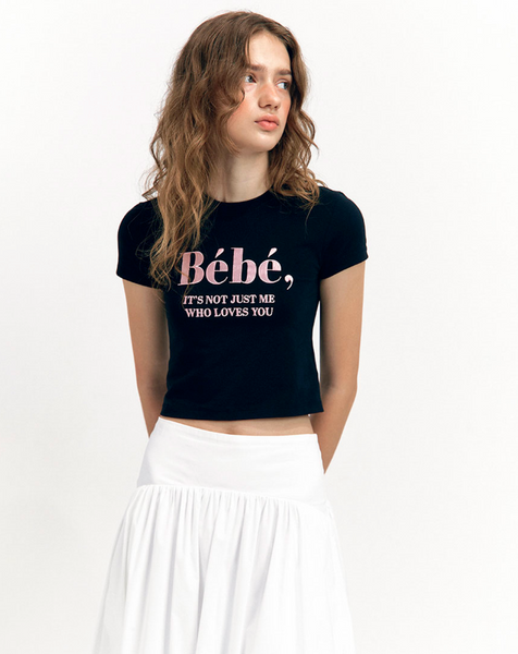 [NOIRNINE] Bébé Crop T-shirts [BLACK]
