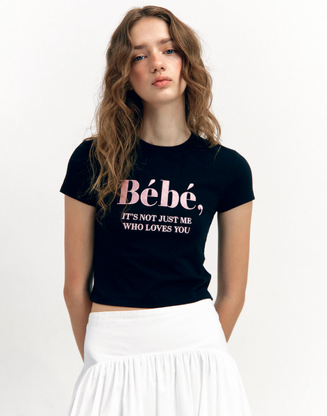 [NOIRNINE] Bébé Crop T-shirts [BLACK]