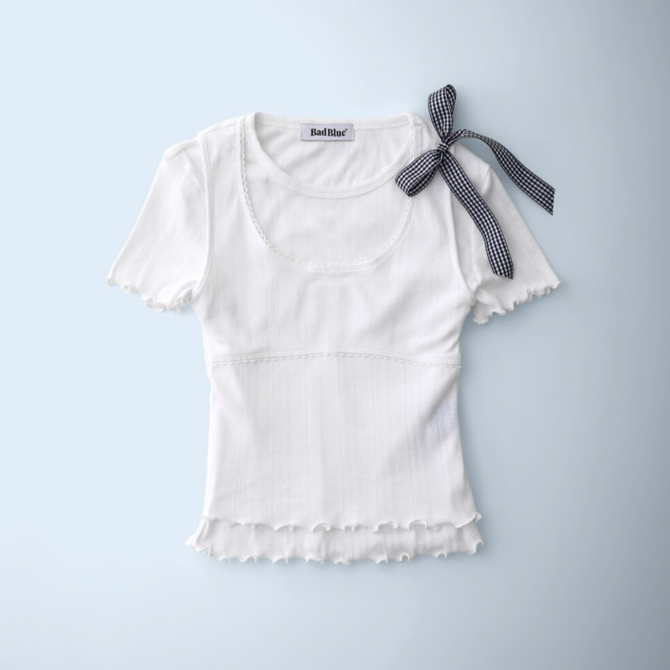 [BadBlue] [Setup] Ribbon Layerd Tee White