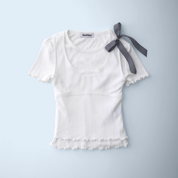 [BadBlue] [Setup] Ribbon Layerd Tee White