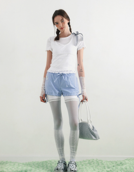 [BadBlue] [Setup] Ribbon Layerd Tee White