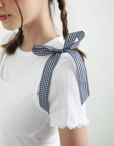 [BadBlue] [Setup] Ribbon Layerd Tee White