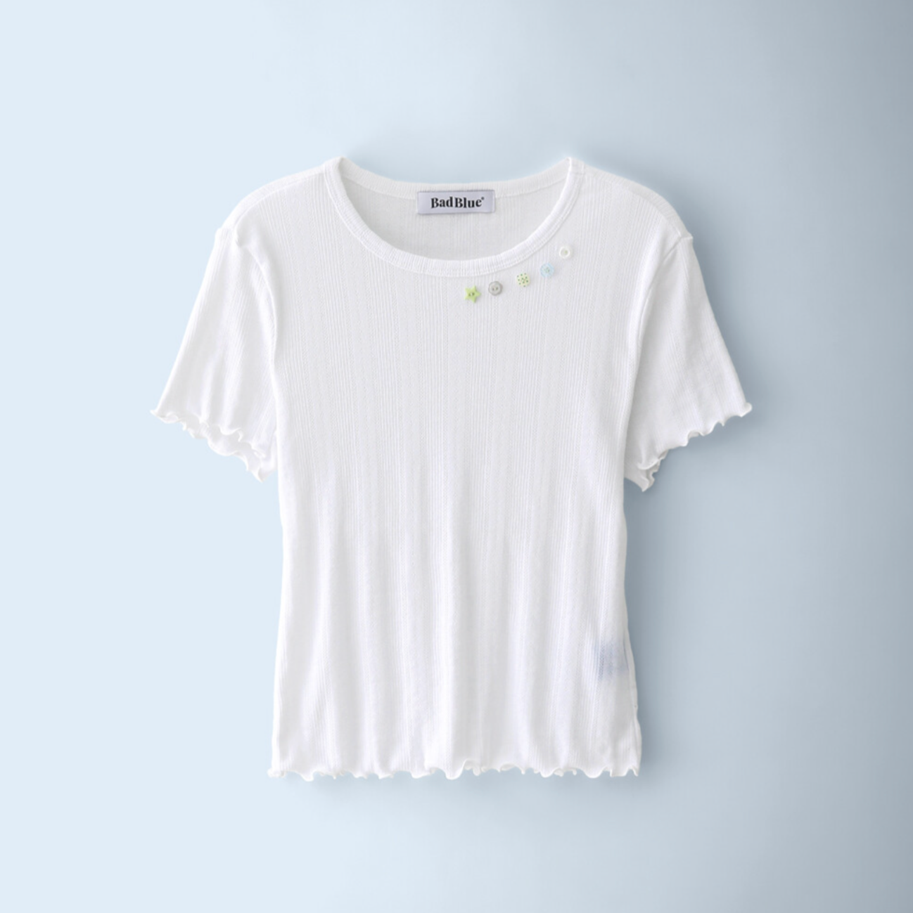 [BadBlue] Buttons Baby Tee White