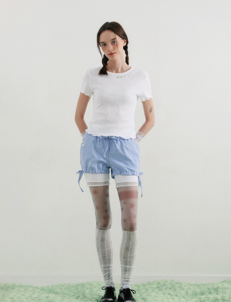 [BadBlue] Buttons Baby Tee White