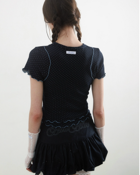 [BadBlue] [Setup] Sheer Dot Layerd Tee Navy