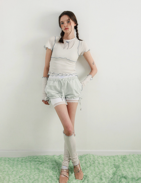 [BadBlue] [Setup] Sheer Dot Layerd Tee Beige