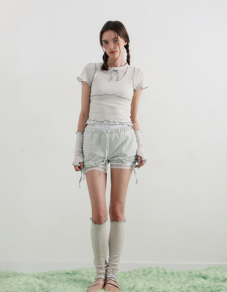 [BadBlue] [Setup] Sheer Dot Layerd Tee Beige