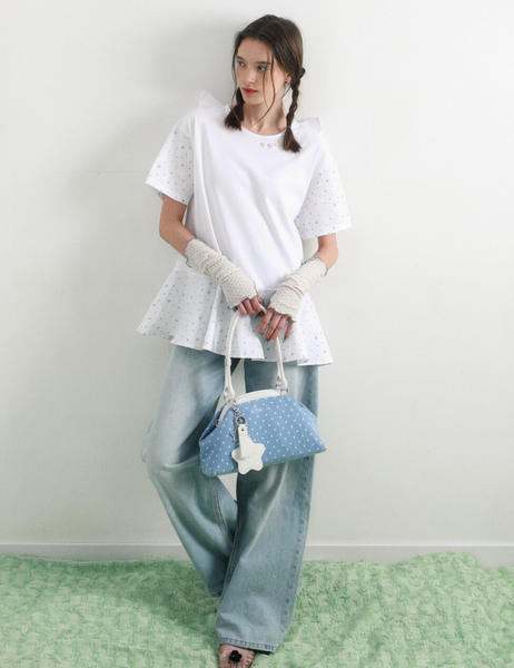 [BadBlue] Dot Cozy Dumpling Bag Skyblue