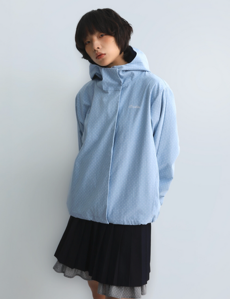 [BadBlue] Dot Denim Hoodie Jacket Light Blue