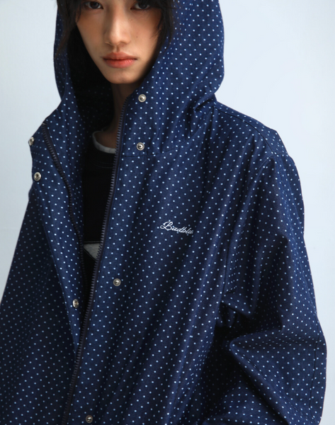 [BadBlue] Dot Denim Hoodie Jacket Deep Blue