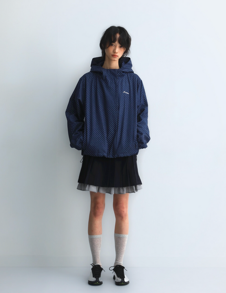 [BadBlue] Dot Denim Hoodie Jacket Deep Blue