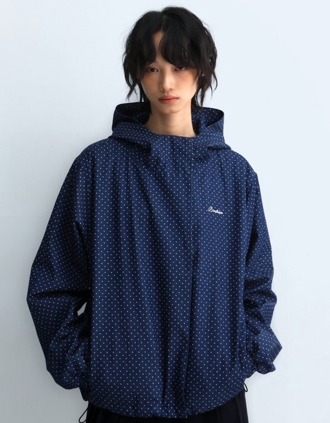 [BadBlue] Dot Denim Hoodie Jacket Deep Blue