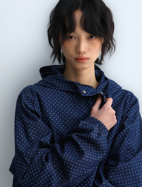 [BadBlue] Dot Denim Hoodie Jacket Deep Blue