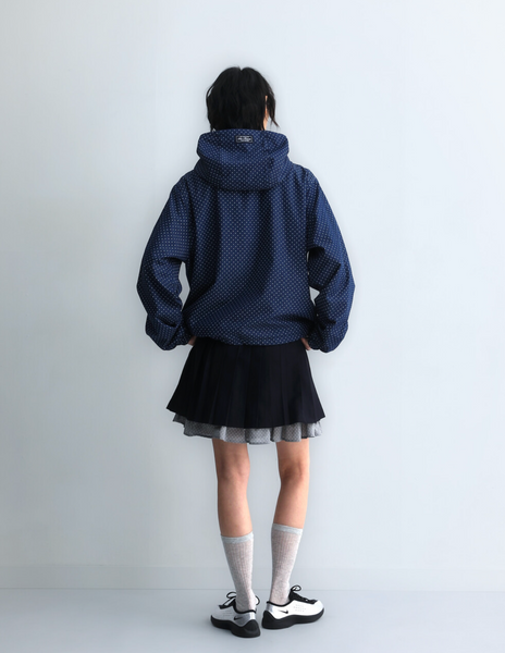 [BadBlue] Dot Denim Hoodie Jacket Deep Blue