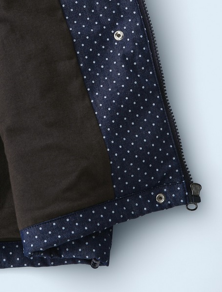 [BadBlue] Dot Denim Hoodie Jacket Deep Blue