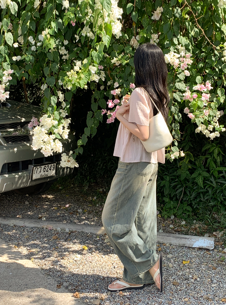 [98°C] [NEAH] Lilac Lace Shirring Blouse