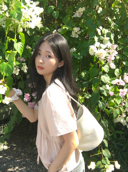 [98°C] [NEAH] Lilac Lace Shirring Blouse