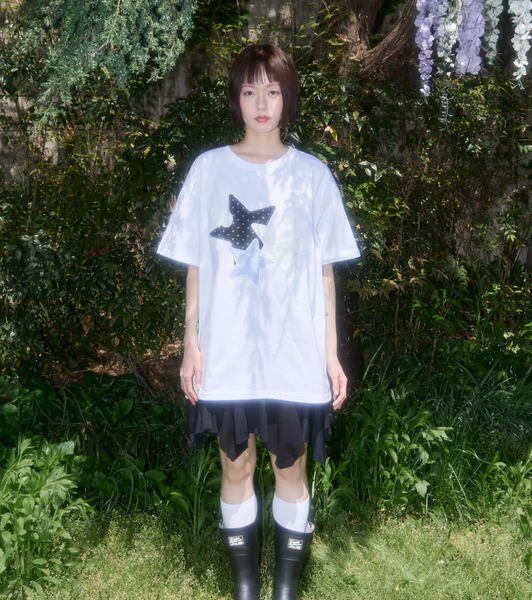 [FANCY CLUB] Mix Star Angel Patch Tee (White)