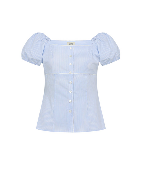 [Letter from Moon] Rosie Lace Puff Blouse (Stripe)