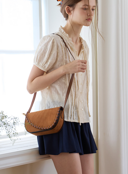 [Letter from Moon] Soap High Neck Ribbon Blouse (Cream)