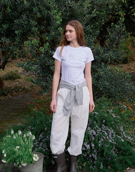 [Letter from Moon] Swan Studded T-Shirt (White)