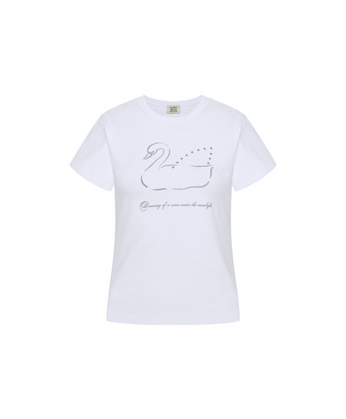[Letter from Moon] Swan Studded T-Shirt (White)