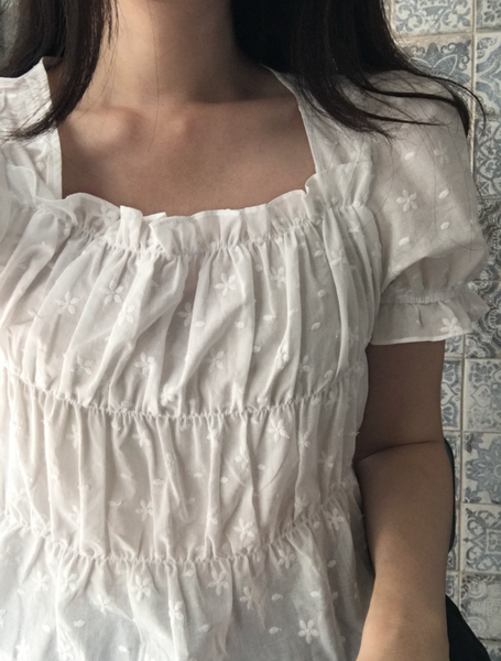 [PETER AND WENDY] Plumeria Shirring Blouse