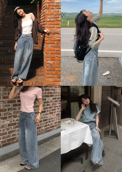 [SLOWAND] # SLOWMADE Daily Cover One Pintuck Denim Pants