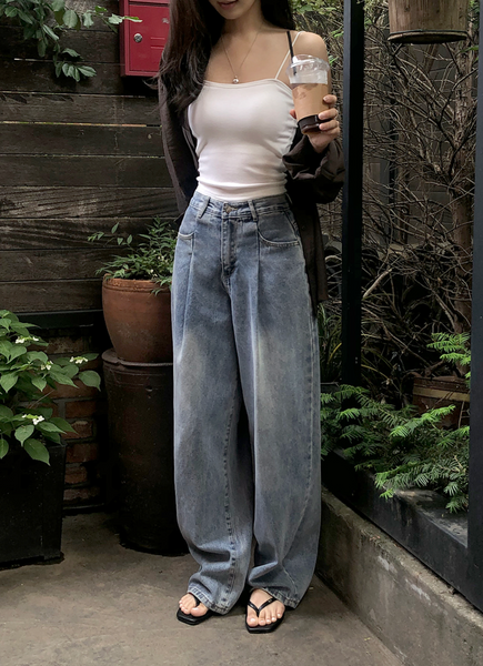 [SLOWAND] # SLOWMADE Daily Cover One Pintuck Denim Pants