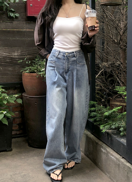 [SLOWAND] # SLOWMADE Daily Cover One Pintuck Denim Pants