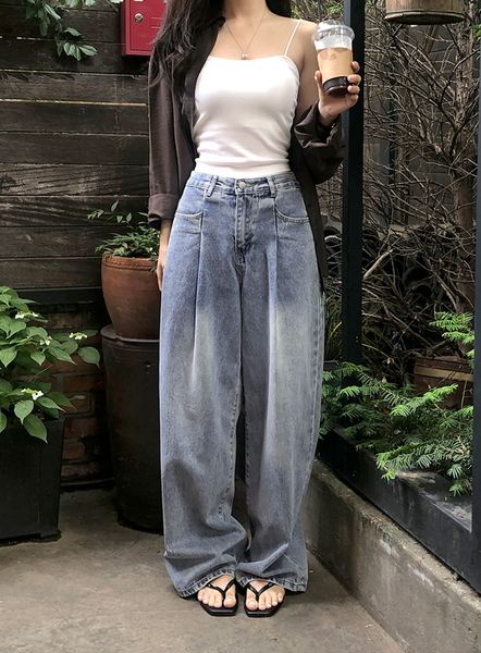 [SLOWAND] # SLOWMADE Daily Cover One Pintuck Denim Pants