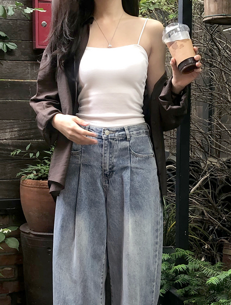 [SLOWAND] # SLOWMADE Daily Cover One Pintuck Denim Pants