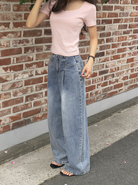 [SLOWAND] # SLOWMADE Daily Cover One Pintuck Denim Pants