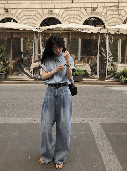 [SLOWAND] # SLOWMADE Daily Cover One Pintuck Denim Pants