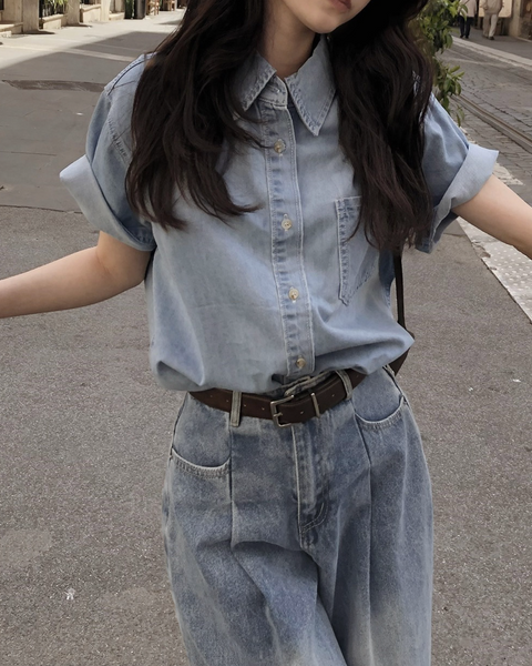 [SLOWAND] # SLOWMADE Daily Cover One Pintuck Denim Pants