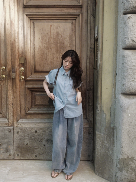 [SLOWAND] # SLOWMADE Daily Cover One Pintuck Denim Pants